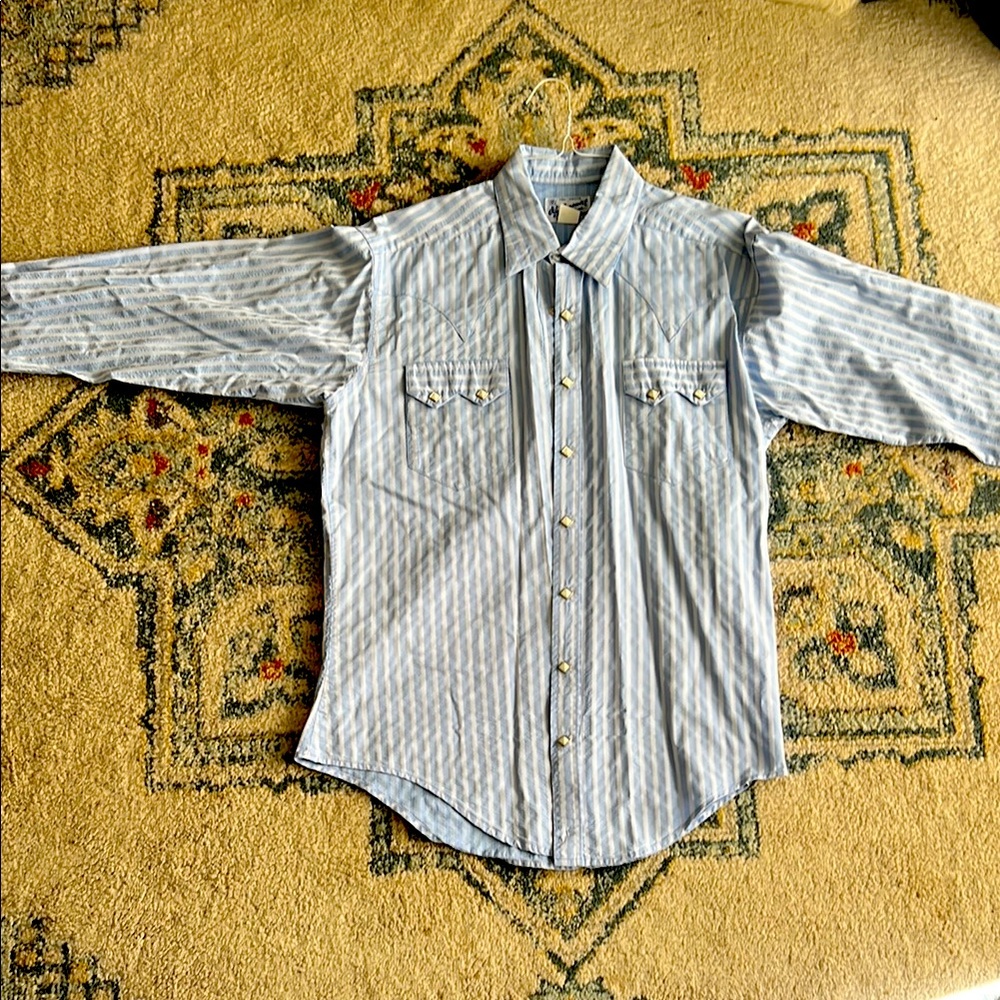 Men's rock mount  Blue Striped Shirt